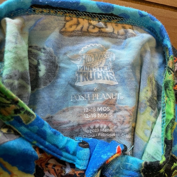 Posh Peanut collaboration with Hot Wheels bamboo monster truck zippered romper - Picture 3 of 3